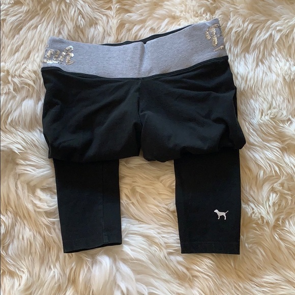 PINK VS gray/black sequin leggings - Picture 7 of 8